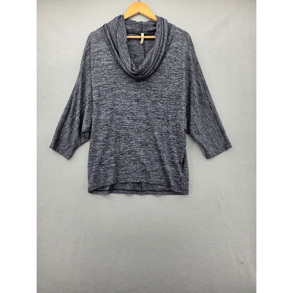Olivia Moon Space Dye Cowl Neck Top Blue White Dolman Sleeve Knit Large WWW8841D